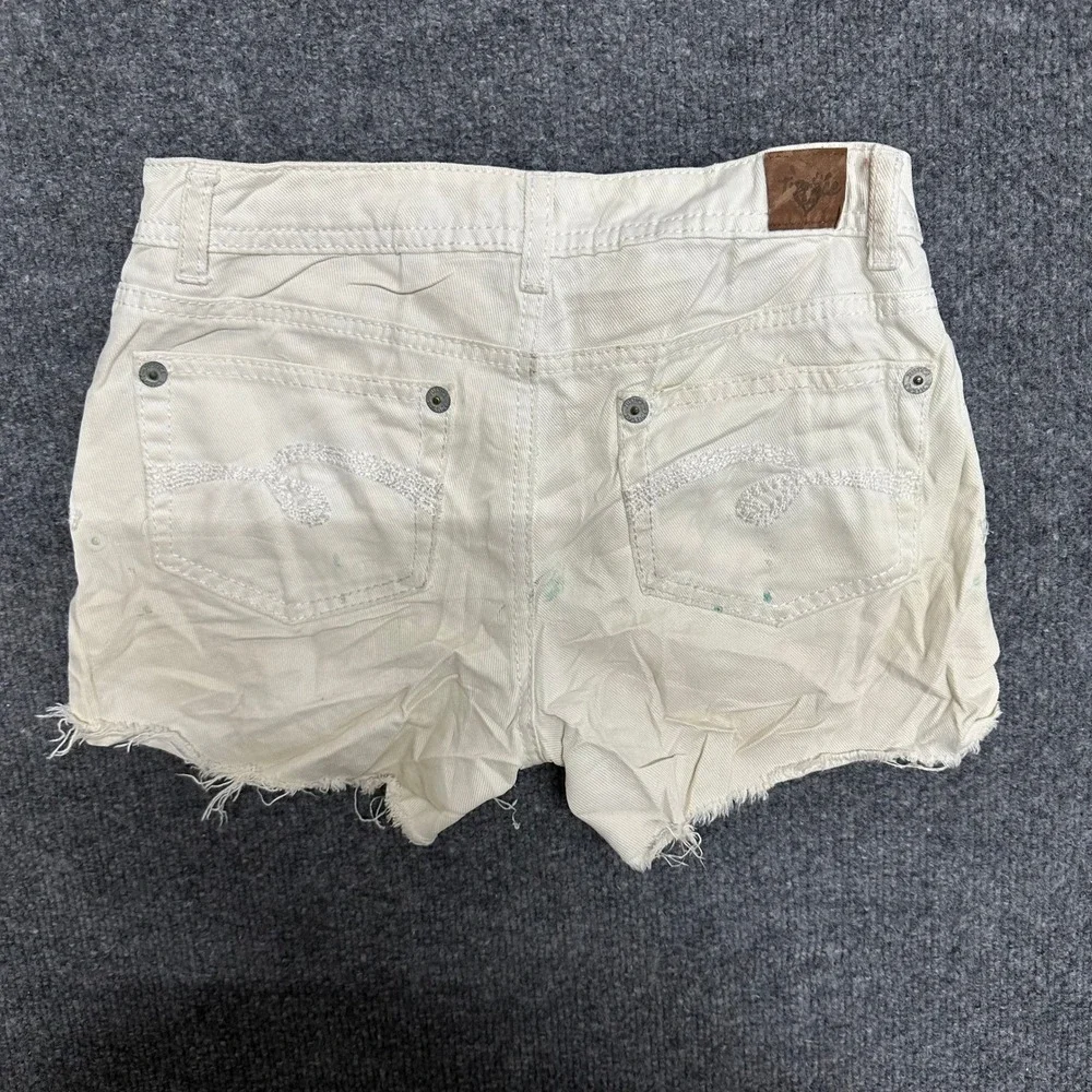 Justice Denim Shorts Girls Size 14R Off-White Low Rise Frayed Raw Hem Casual